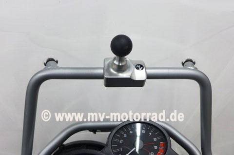 MV GPS Holder BMW R800GS and R1200GS Adventure with 16,3 mm Stabilization Tube at the Windscreen